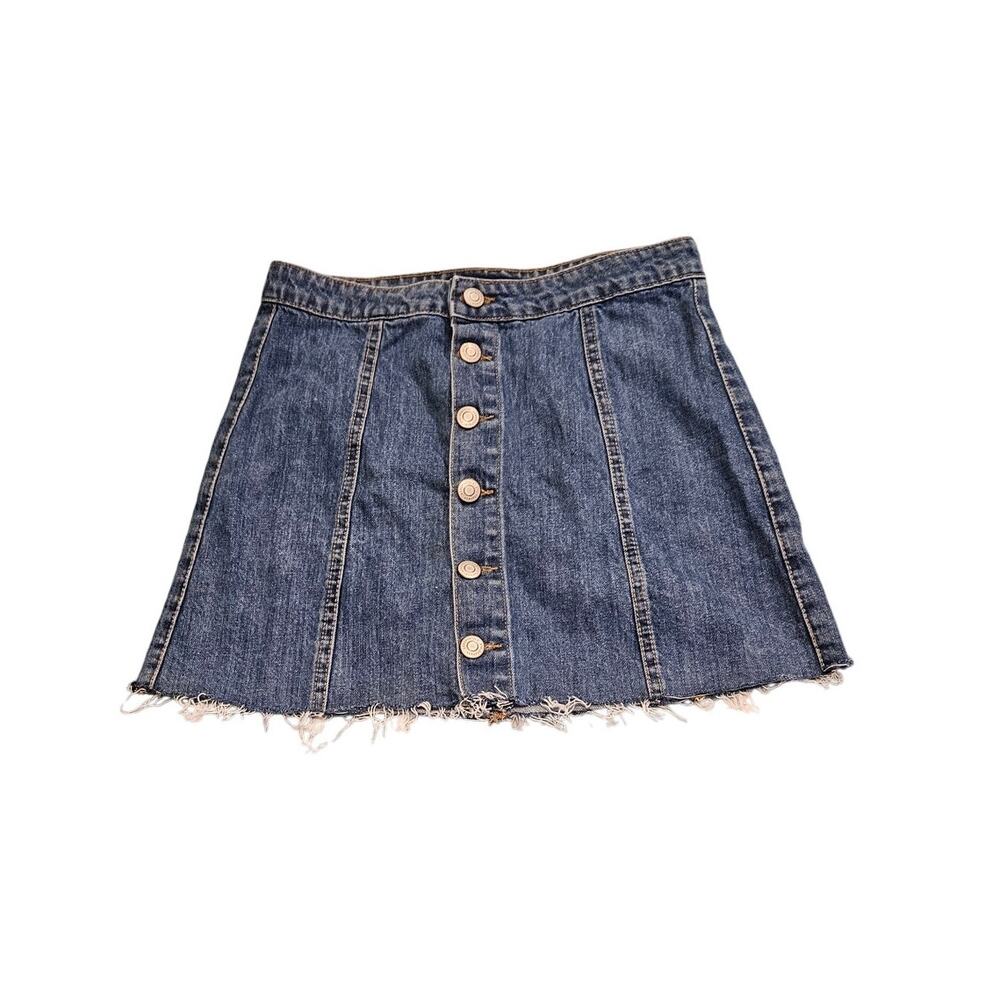 Aero Size 6 High Rise Button Up Blue Denim Mini Skirt